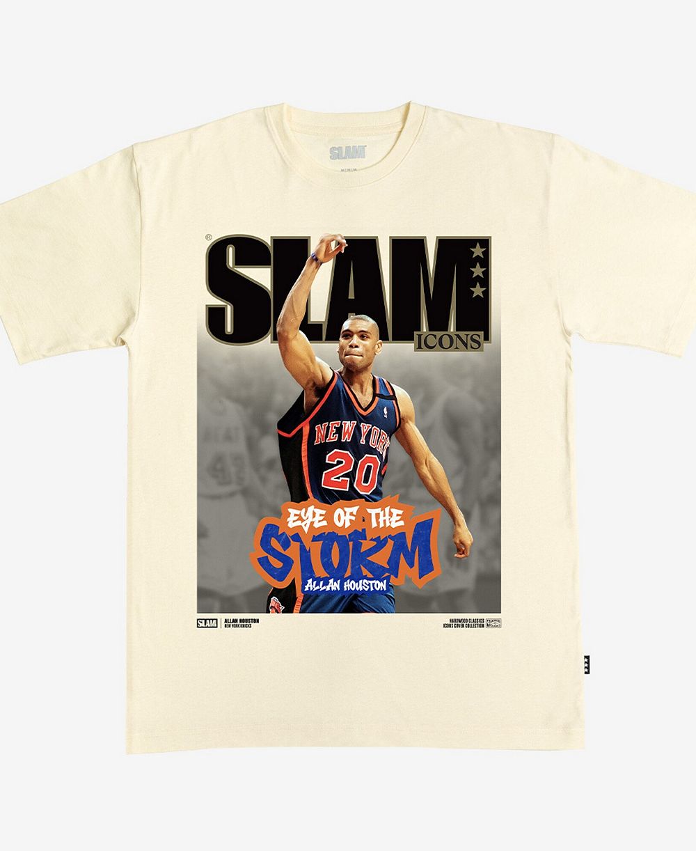 Slam Men's and Women's Allan Houston Cream New York Knicks Hardwood Classics Cover T-Shirt