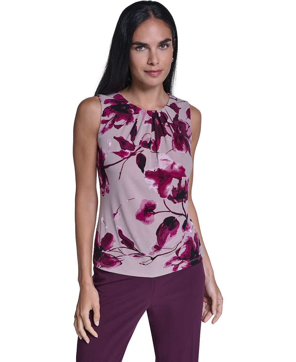Calvin Klein Women's Floral-Print Sleeveless Blouse