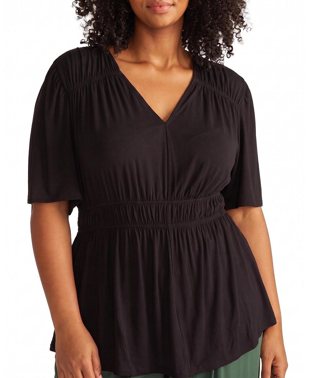 Укороченная топка Universal Standard Plus Size Flora с v-образным вырезом и короткими рукавами-крылышками