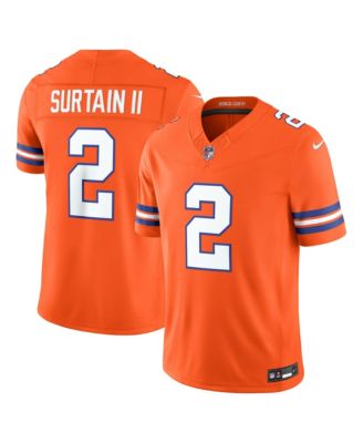Мужская джерси Nike Pat Surtain II Orange Denver Broncos Alternate Mile High Collection 1977 Throwback Vapor F.U.S.E. Stitched Limited