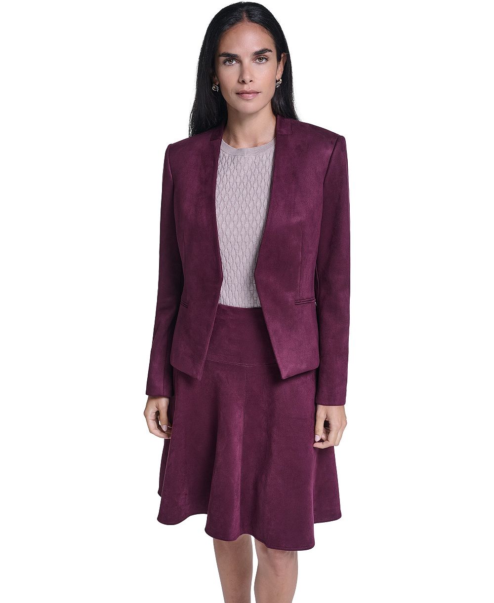 Calvin Klein Women's Collarless Open-Front Long-Sleeve Blazer