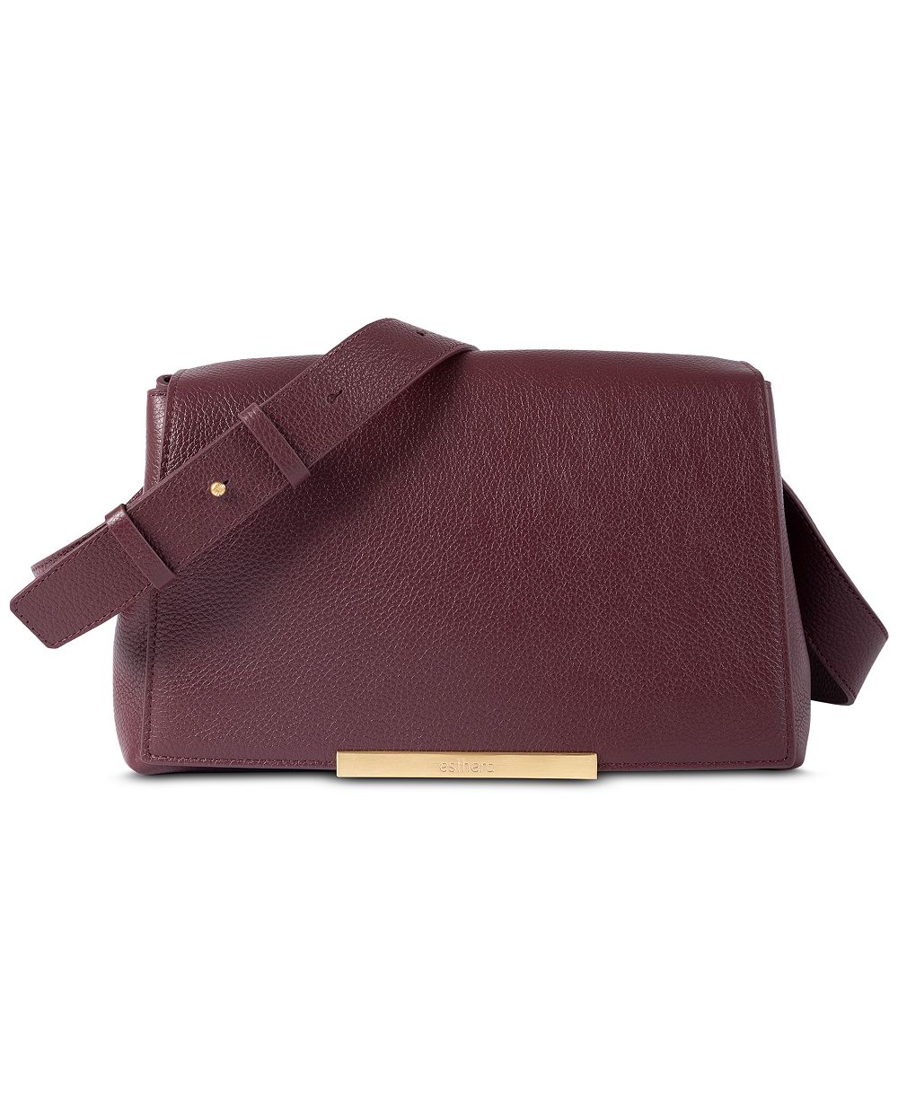 Esthera 11AM Leather Magnetic Snap Small Crossbody Handbag