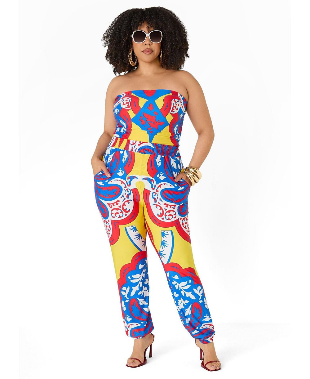 Ashley Stewart Plus Size High-Rise Printed Pull-On Joggers