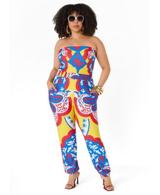 Ashley Stewart Plus Size High-Rise Printed Pull-On Joggers
