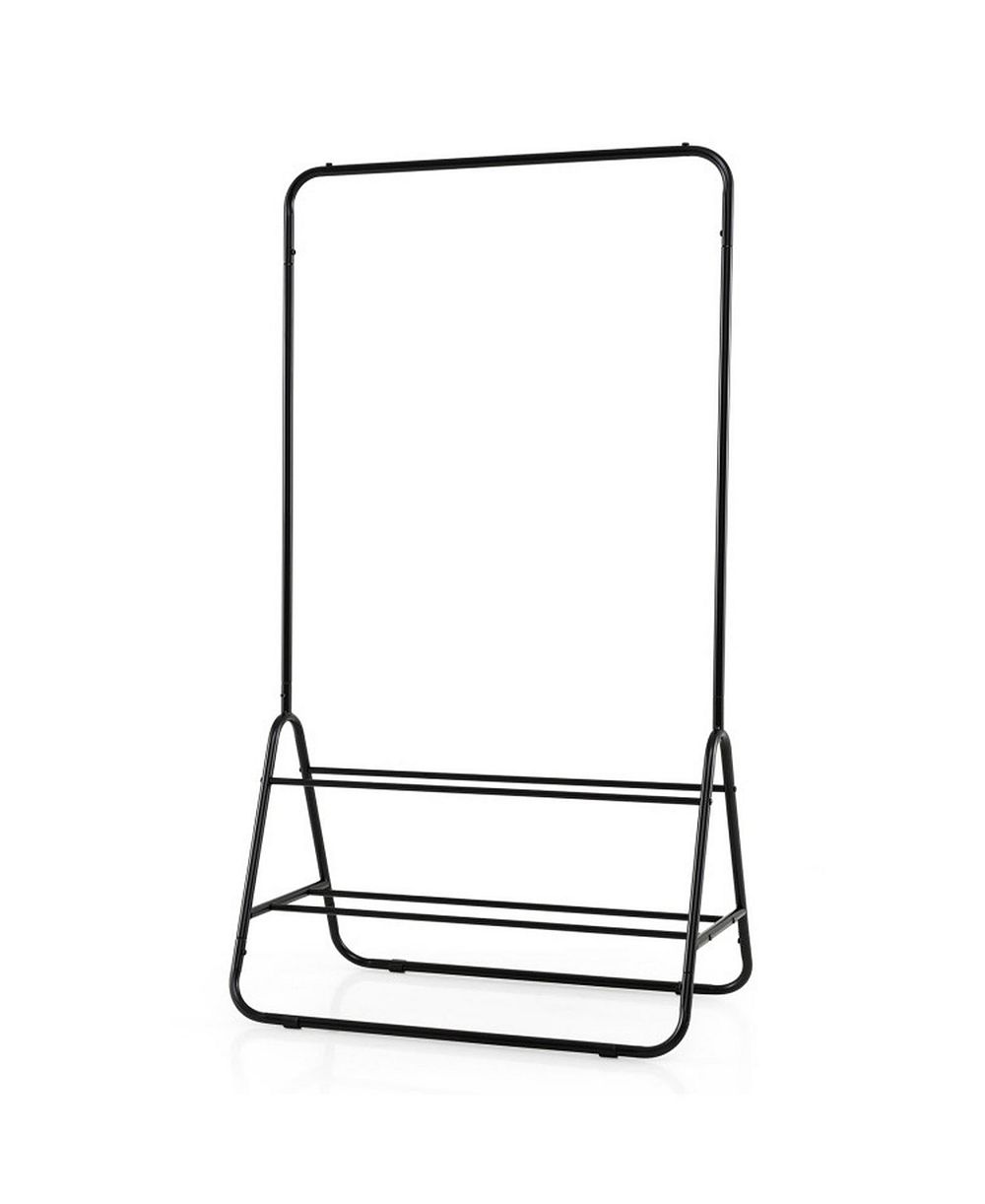 SUGIFT Heavy-Duty Clothes Rack with Hanging Rod and 2 Storage Shelves