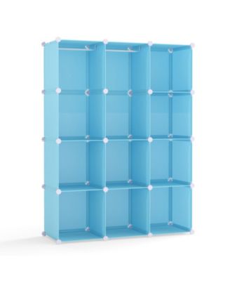SUGIFT Modular Baby Wardrobe with 10 Cubes Hanging Rod and Shelves Stackable