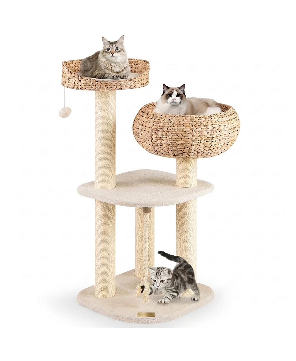 SUGIFT 41 in Rattan Cat Tree with Napping Perch