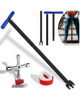 XDOVET Water Meter Key Shut Off Tool 4-Way T-Handle Wrench 28 Inch