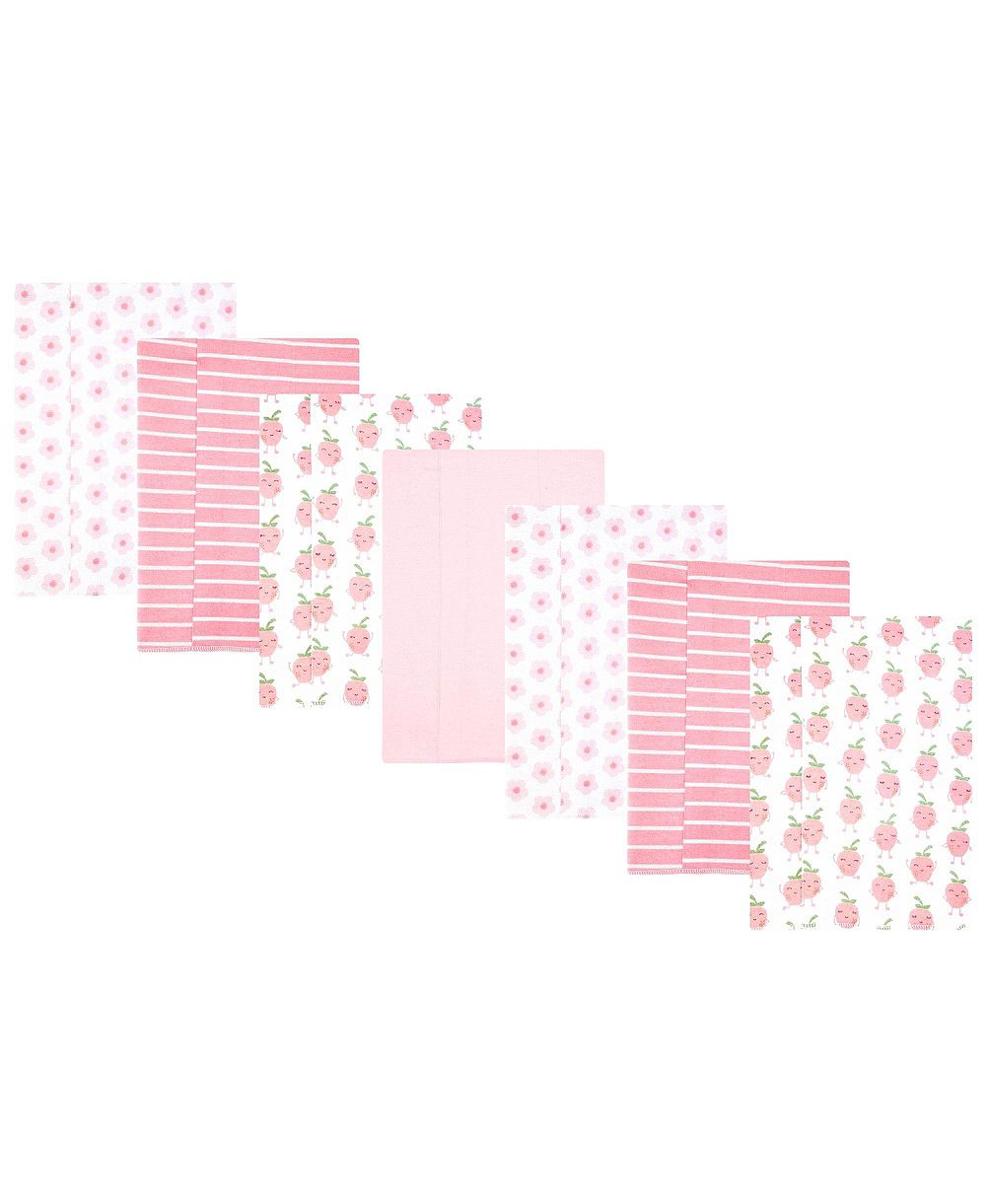 Детские пеленки Hudson Baby Girl Cotton Poly Flannel Burp Cloths, набор 7 шт, Happy Strawberries