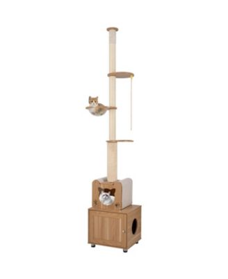 SUGIFT 101 in Floor to Ceiling Cat Tree Height Adjustable With Litter Box Enclosure