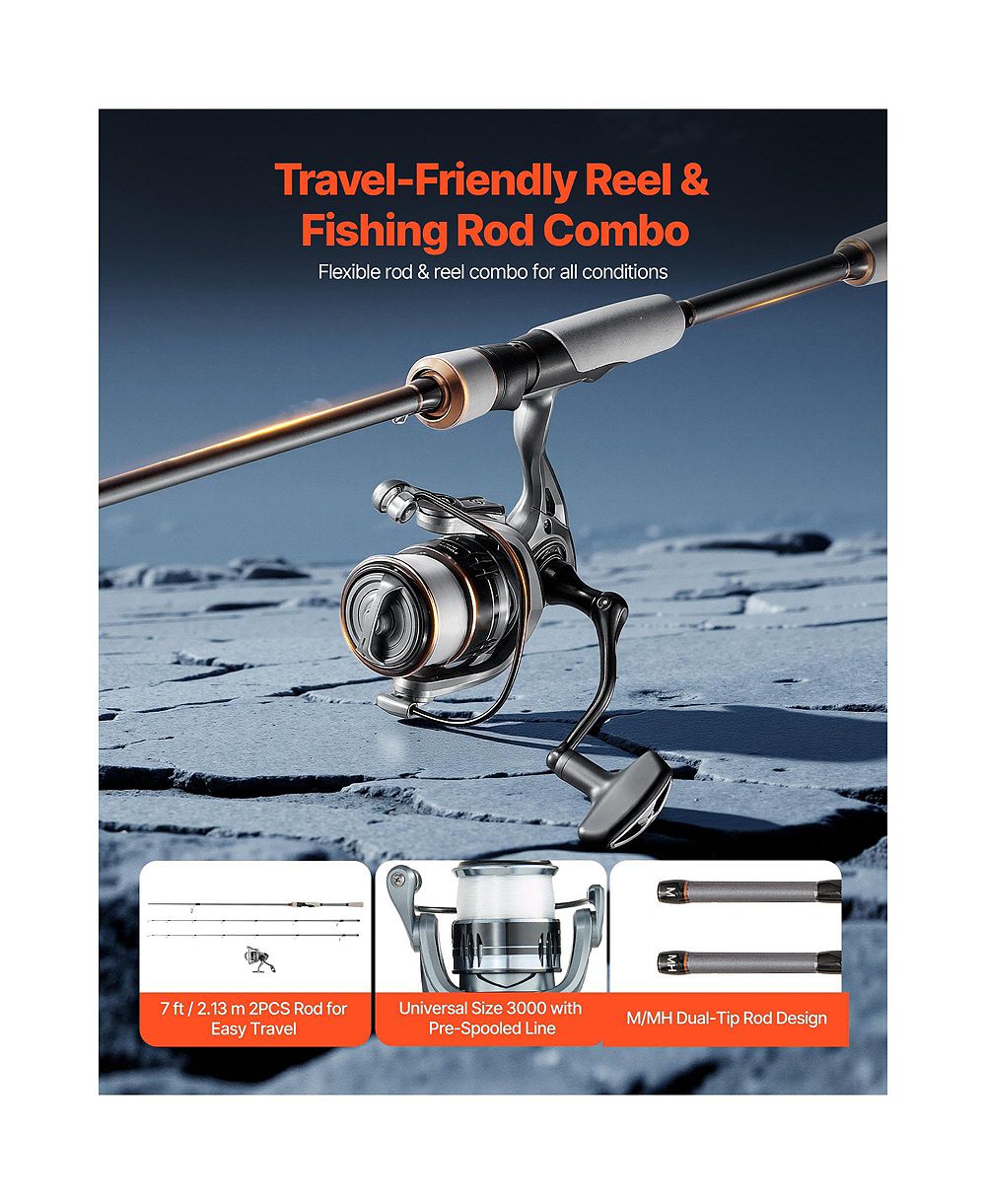 HONGGE 7 feet IM7 Carbon Fiber Medium-Heavy Spinning Rod Reel Combo