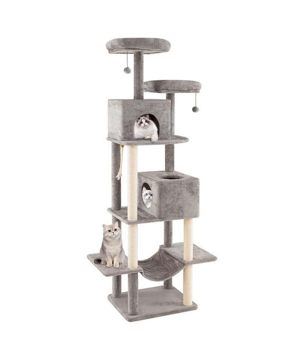 SUGIFT 84 in Large Cat Tree with 2 Condos and 2 Soft Plush Perches for Indoor Cats