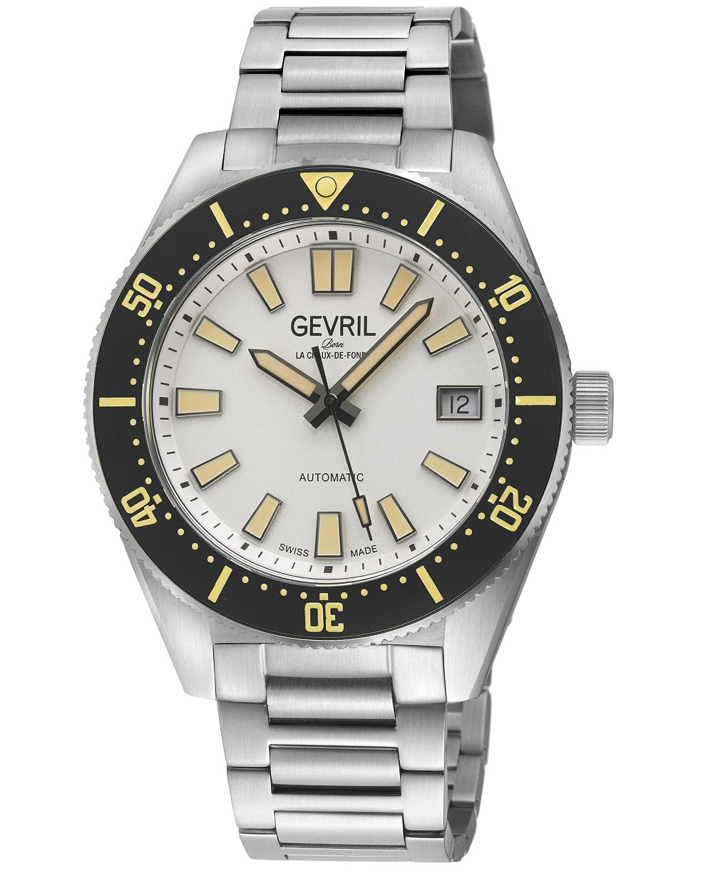 Мужские швейцарские часы Gevril Mariner Row, серебристая сталь, автоматические