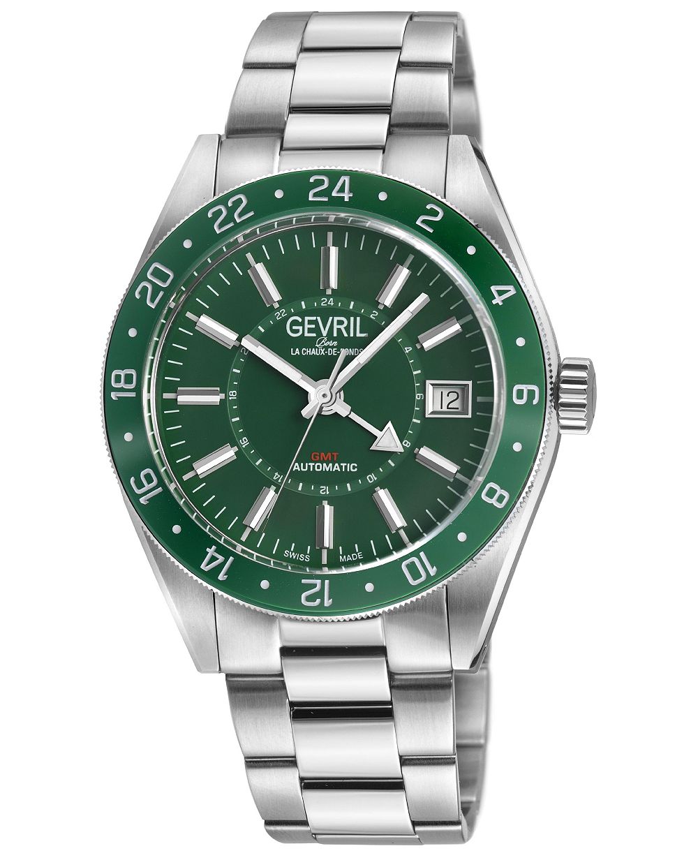 Мужские швейцарские часы Gevril Belmont Swiss Automatic Silver Stainless Steel Bracelet