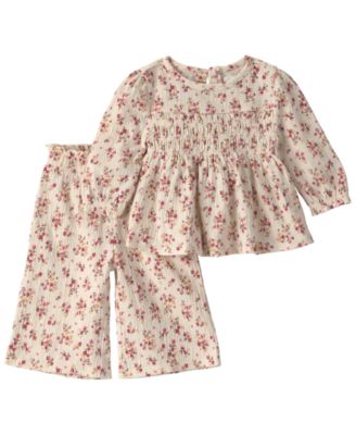Little Planet by Carter's Baby Girls' Floral-Print Smocked Wide-Leg Top and Pants, 2-Piece Set