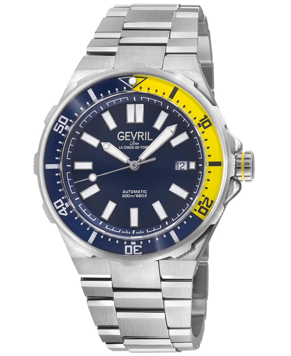 Gevril Мужские швейцарские часы Ticonic Automatic, серебристая сталь