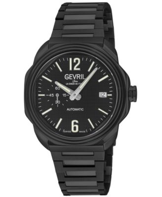Мужские часы Gevril Swiss Made Roosevelt Automatic IP Black Stainless Steel