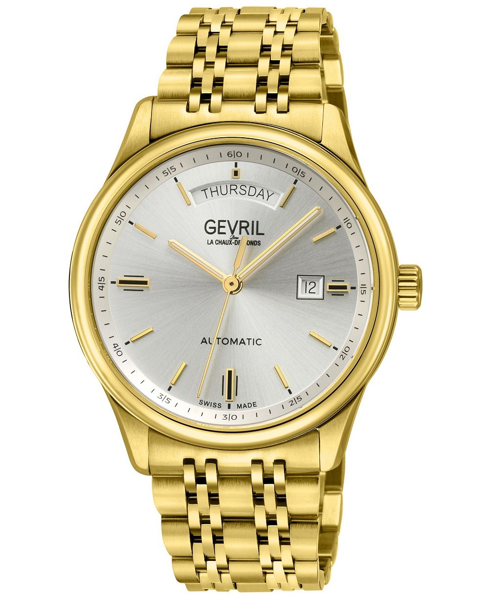 Gevril Men's Swiss Made Excelsior Swiss Automatic IP Stainless Steel Bracelet Watch