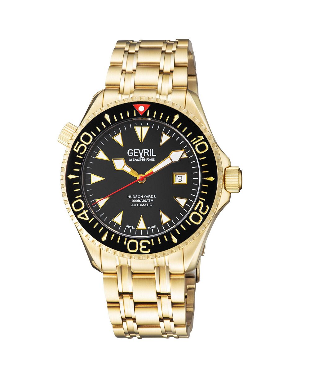 Gevril Men's Swiss Made Hudson Yards Swiss Automatic IP Stainless Steel Bracelet Watch