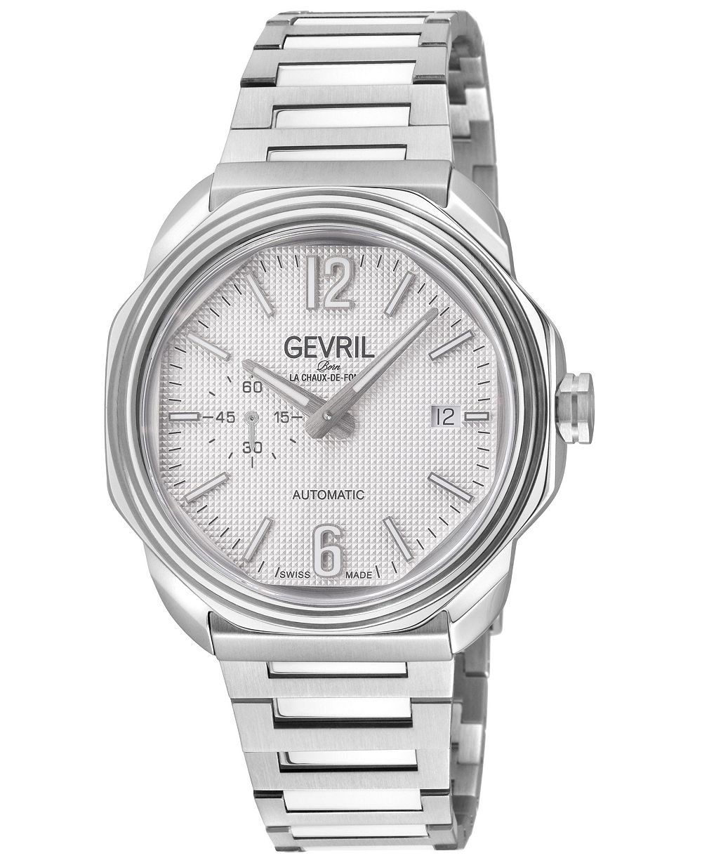 Gevril Men's Swiss Made Roosevelt Swiss Automatic Silver Stainless Steel Bracelet Watch