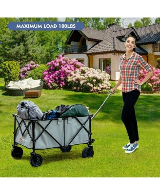 Mountaintop Outdoor Folding Wagon Cart with Adjustable Handle and Universal Wheels