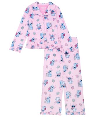 Lilo Stitch Girls' 4-16 Cupcake Stitch Button-Front Ruffle-Hem Top and Pants, 2-Piece Set