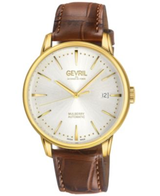 Мужские швейцарские часы Gevril Mulberry, кожаный ремешок, автоматические