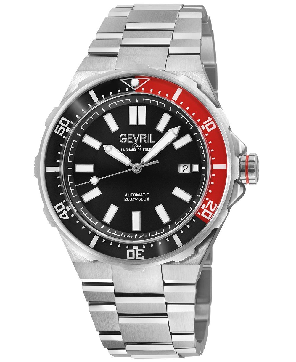 Gevril Men's Swiss Made Ticonic Swiss Automatic Silver Stainless Steel Bracelet Watch