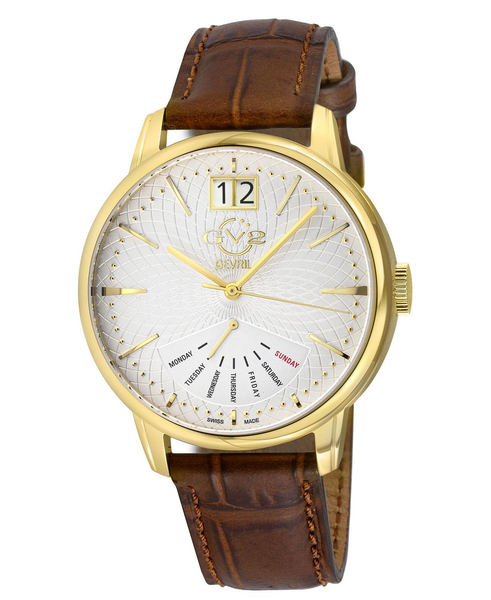 Мужские швейцарские часы GV2 by Gevril Rovescio Swiss Quartz Leather Strap