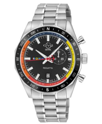 Мужские часы GV2 by Gevril Swiss Made Regatta Silver Stainless Steel Bracelet
