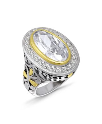 Macy's Two-Tone Oval Cubic Zirconia Oxidized Accents Statement Ring