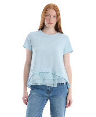 WILT Women's Boxy Short-Sleeve Mixed-Hem T-Shirt