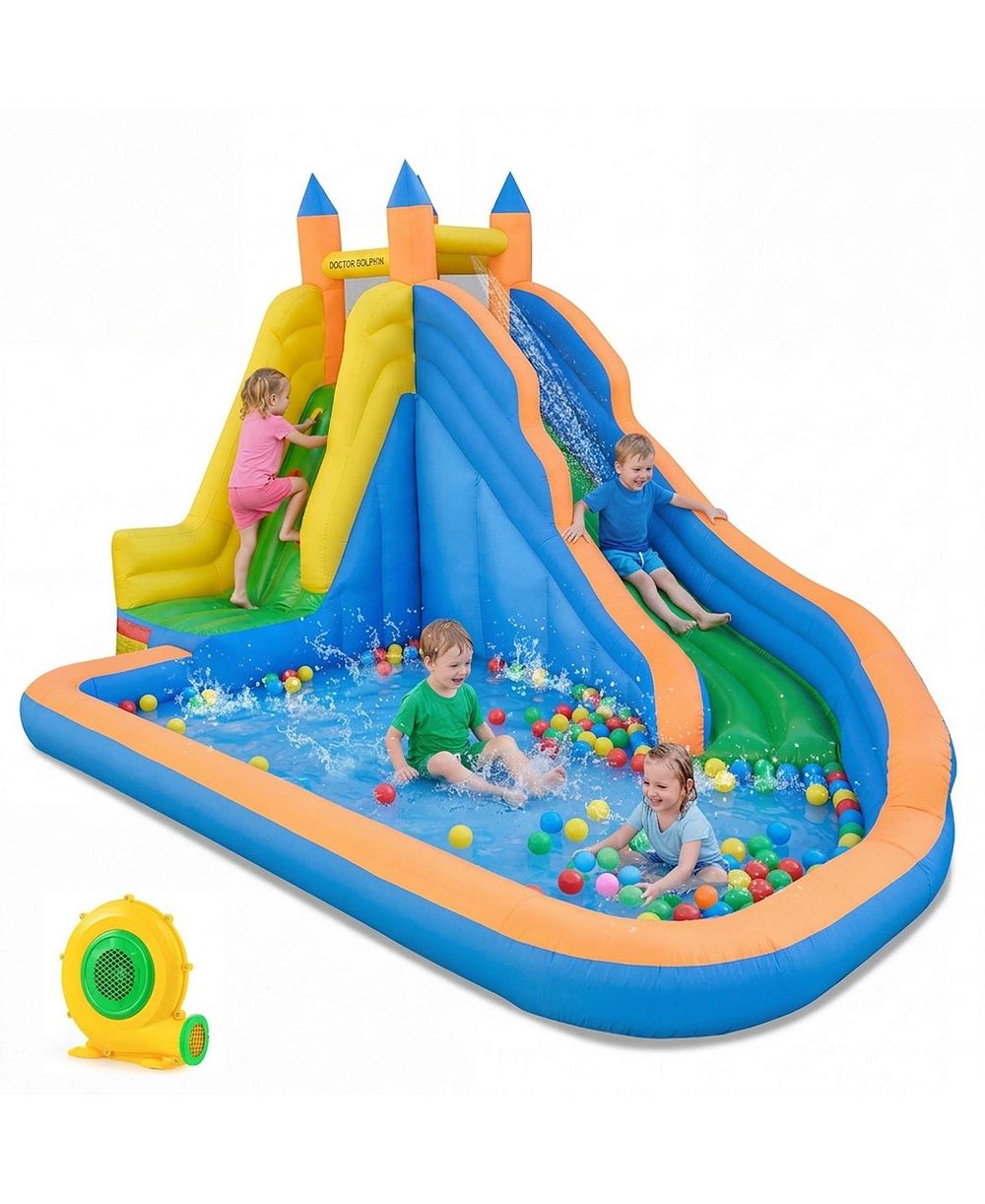 SUGIFT 3-in-1 Inflatable Water Slide with Climbing Wall, 157.5"L x 121.5"W x 96.5"H, Ages 3-10
