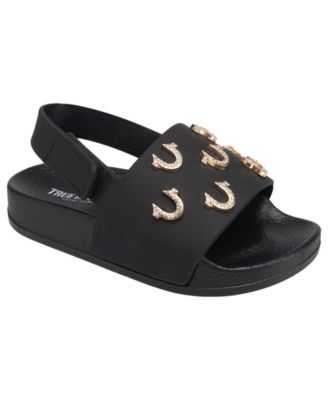 True Religion Big Girls 5-10 Kash Bling Horseshoe Logo Slide