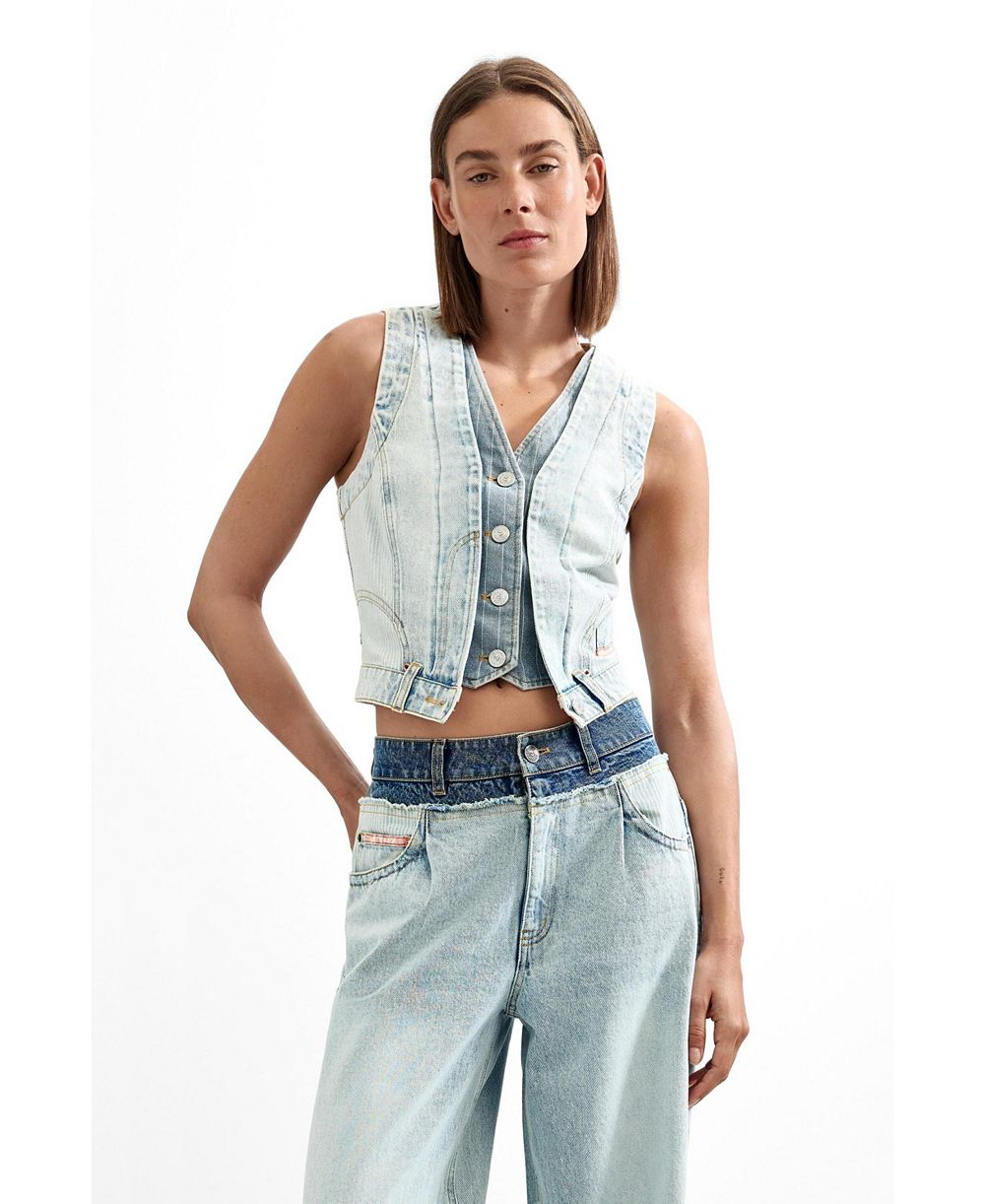 Desigual Women's Denim V-Neck Sleeveless Vest