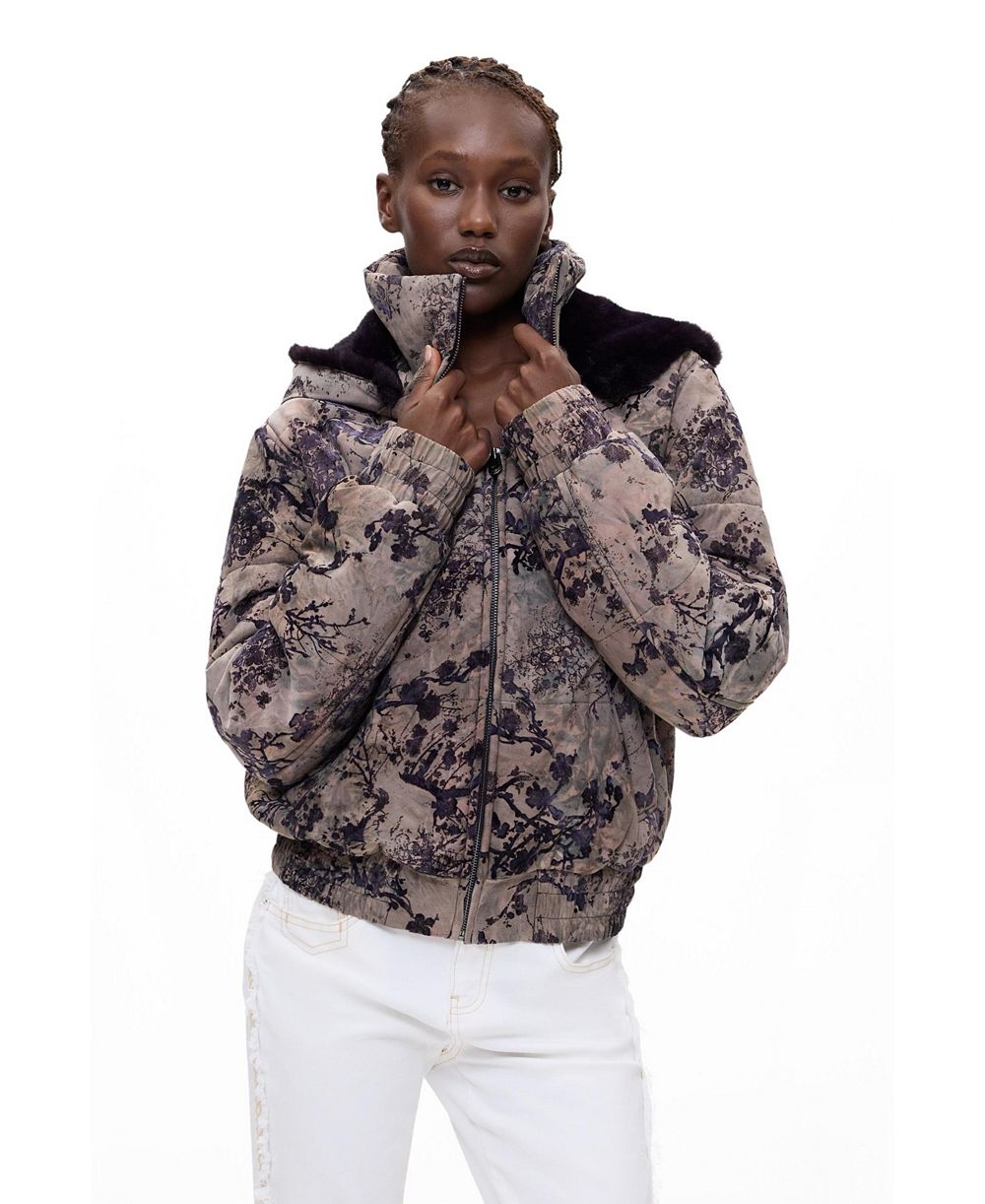 Desigual Women's Short Padded Flocked Coat
