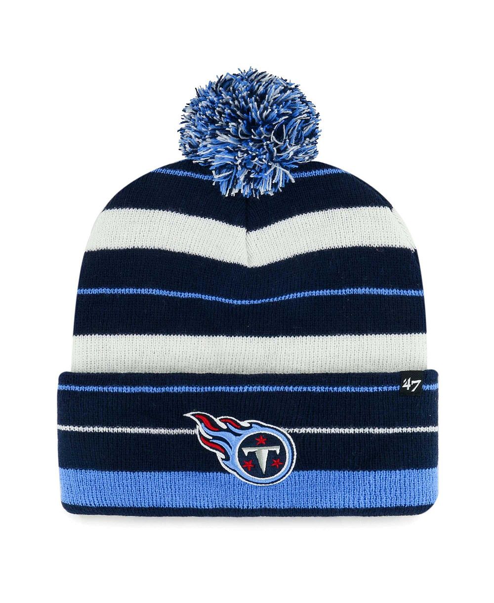 '47 Brand Мужская вязаная шапка с помпоном Navy Tennessee Titans Powerline Cuffed