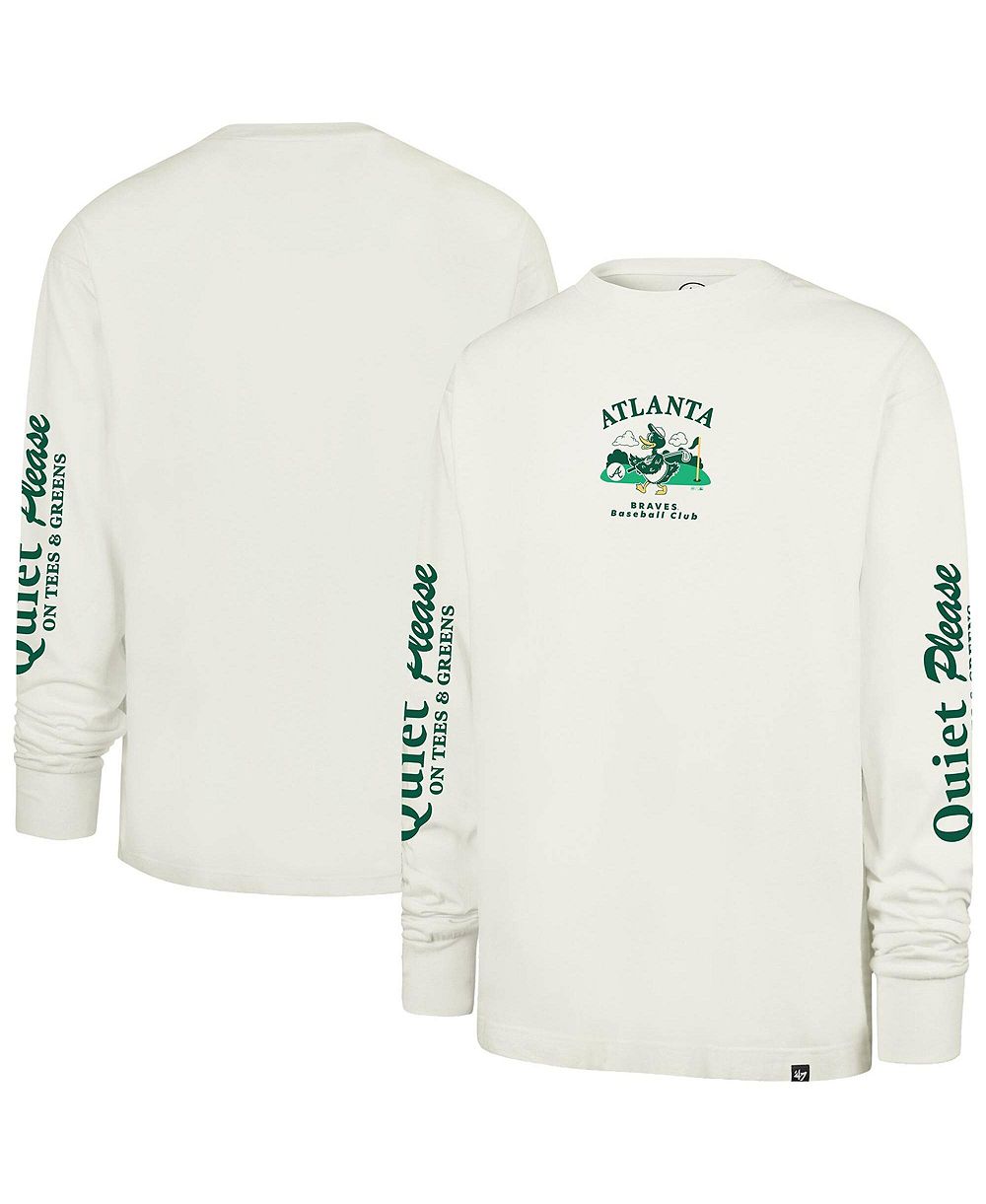 Мужская футболка '47 Brand Cream Atlanta Braves Quiet Please Foundation с длинным рукавом