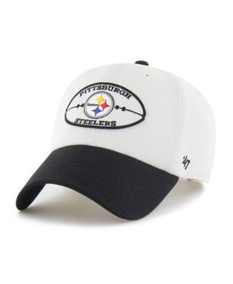 '47 Brand Men's White/Black Pittsburgh Steelers Pique Patch Clean Up Adjustable Hat