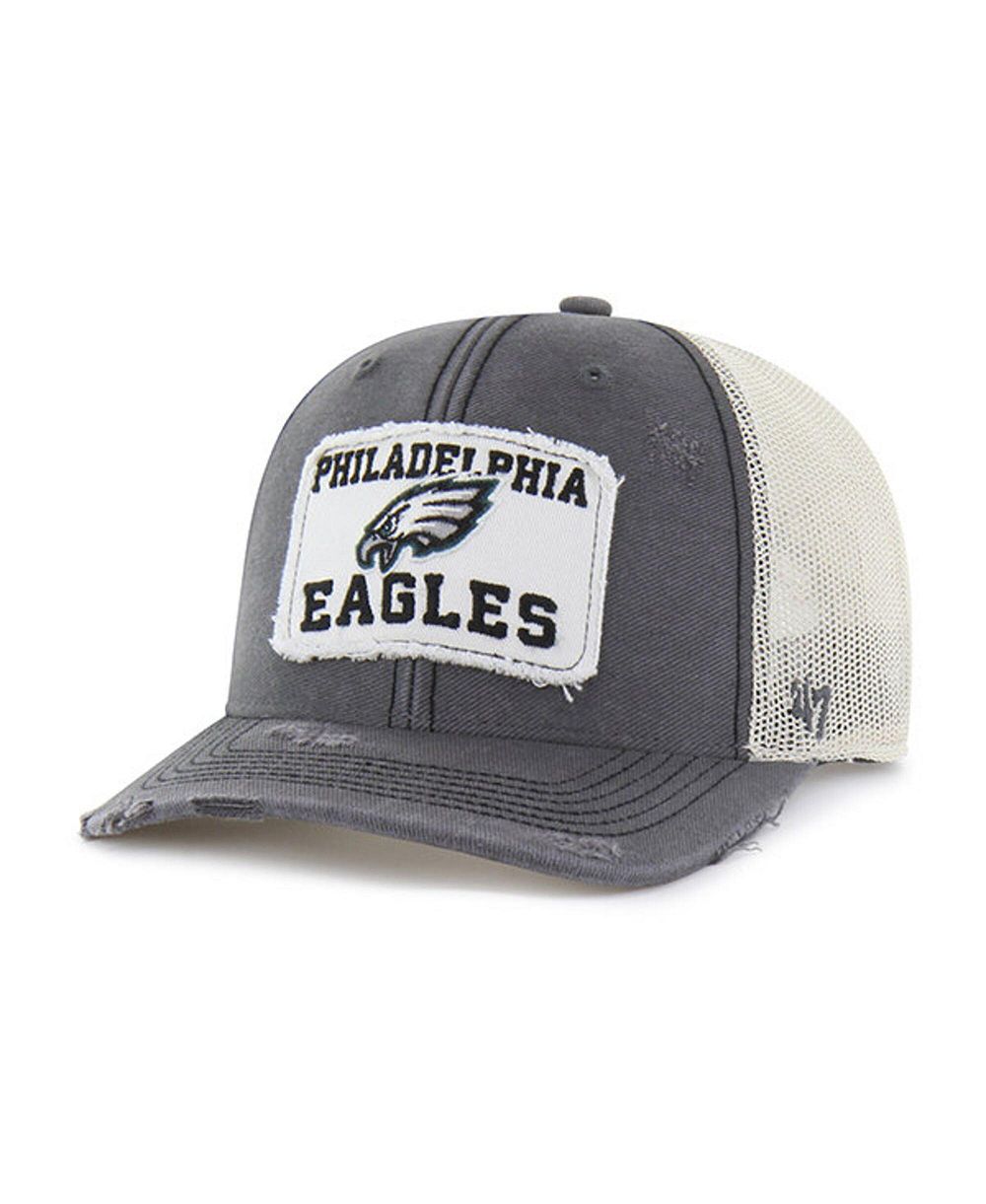 Мужская кепка '47 Brand Charcoal Philadelphia Eagles Egremont Well-Worn Adjustable Trucker Hat