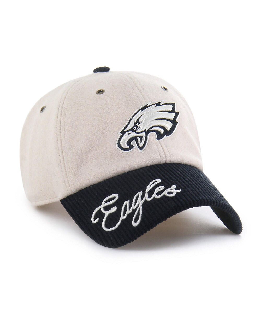 Женская кепка '47 Brand Natural/Black Philadelphia Eagles Rope Script Clean Up Adjustable Hat