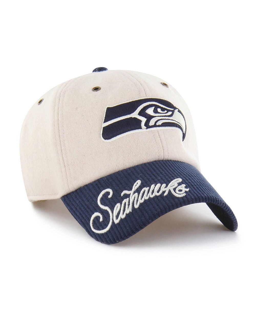 Женская кепка '47 Brand Natural/College Navy Seattle Seahawks Rope Script Clean Up Adjustable