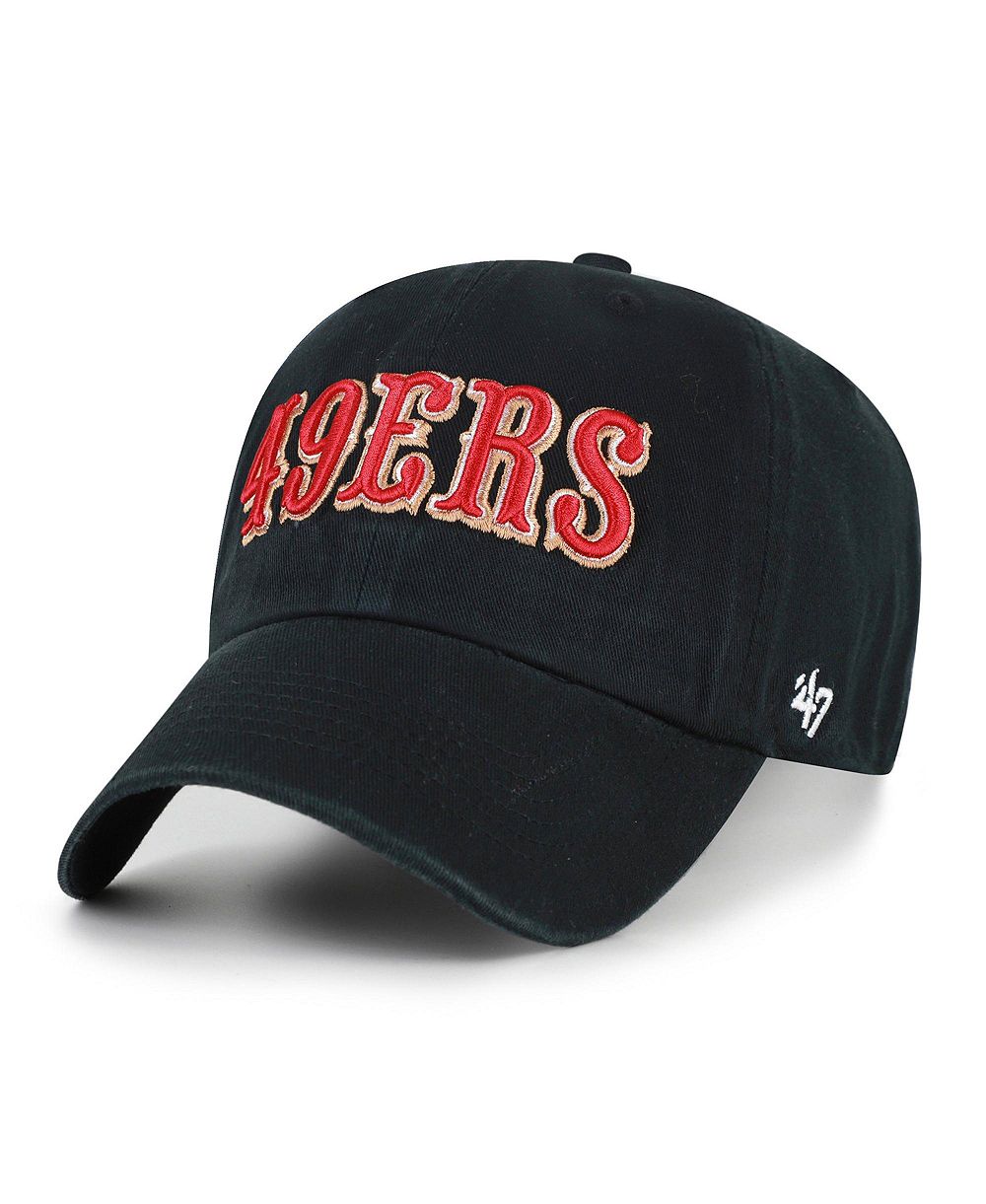Мужская регулируемая кепка '47 Brand Black San Francisco 49ers Clean Up Team Script Hat