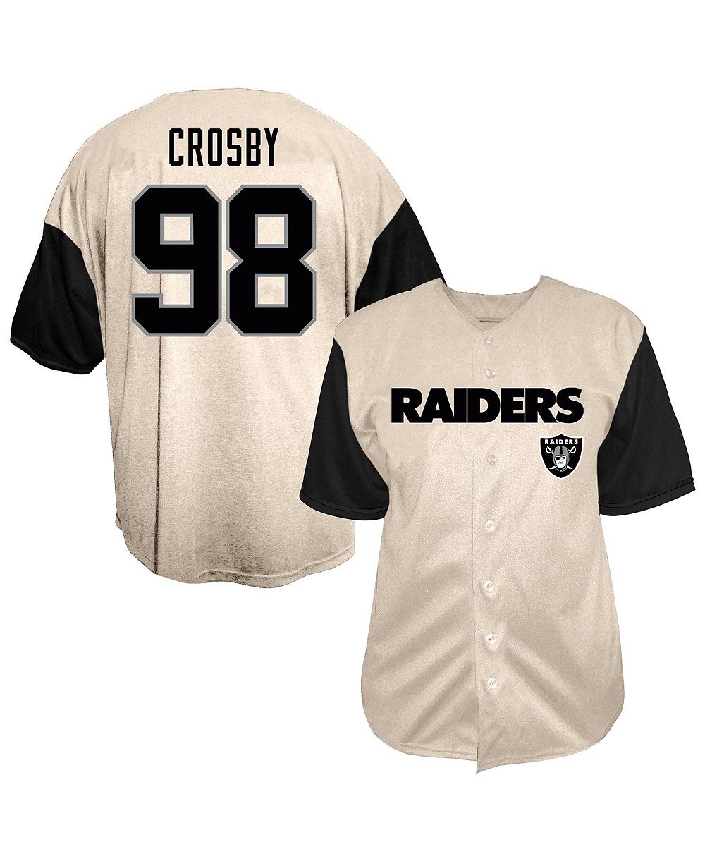 Мужская рубашка Fanatics Maxx Crosby Cream Las Vegas Raiders Baseball Button-Up