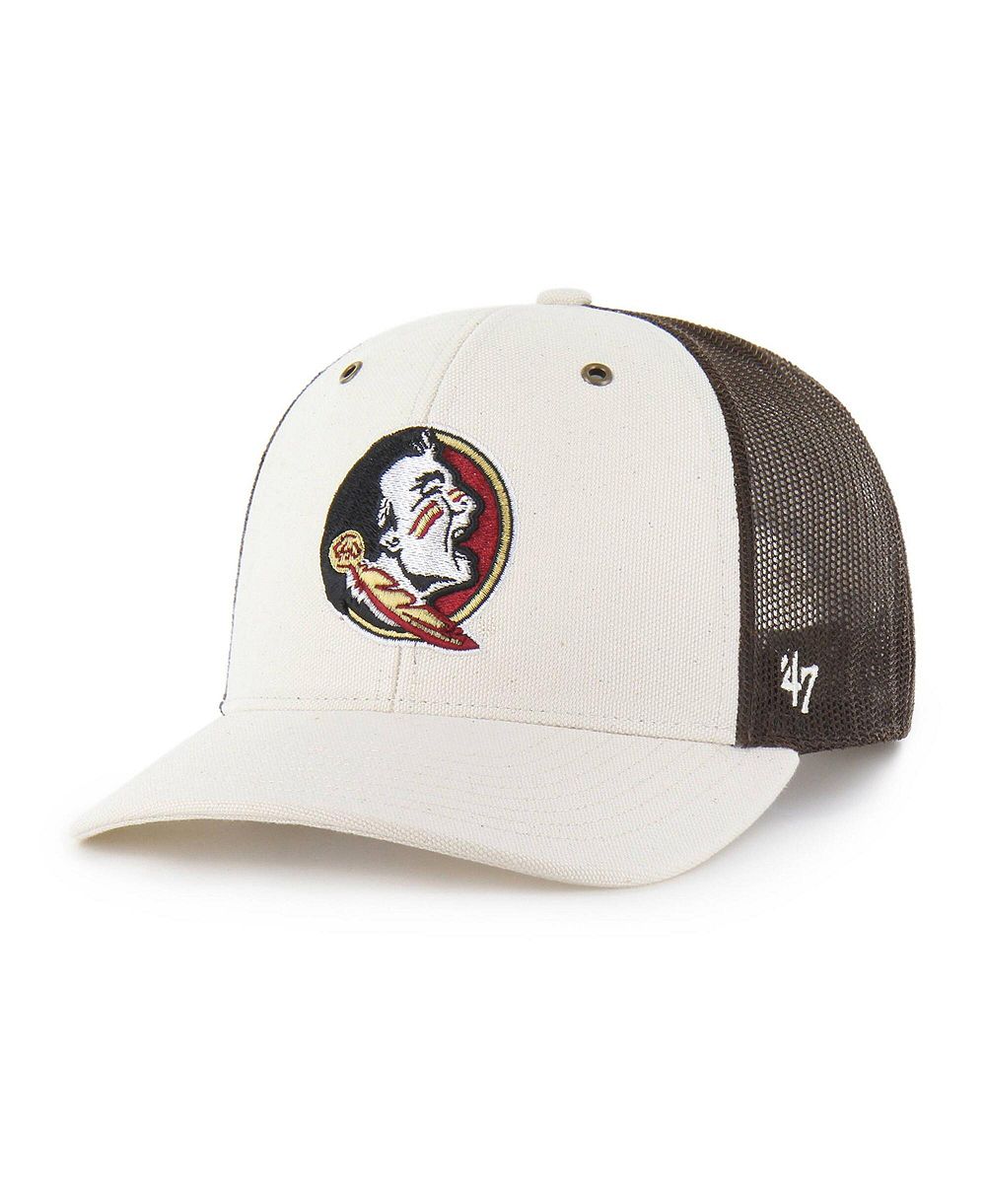 Мужская кепка Carhartt x '47 Brand Natural/Brown Florida State Seminoles Undyed Trucker регулируемая