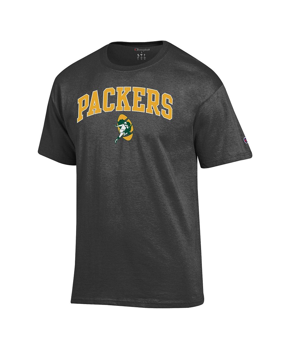 Мужская футболка Champion Heather Charcoal Green Bay Packers Arch Over Logo