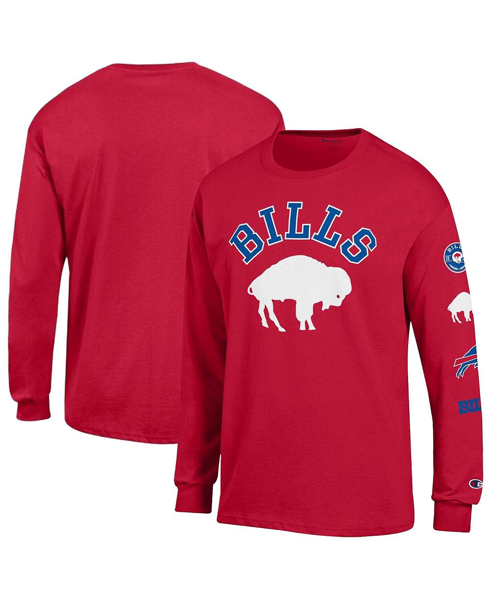Мужская футболка Champion Red Buffalo Bills Long Sleeve Vintage Jersey
