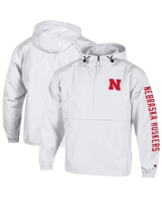 Champion Men's White Nebraska Huskers Cloud Packable Half-Zip Hooded Jacket