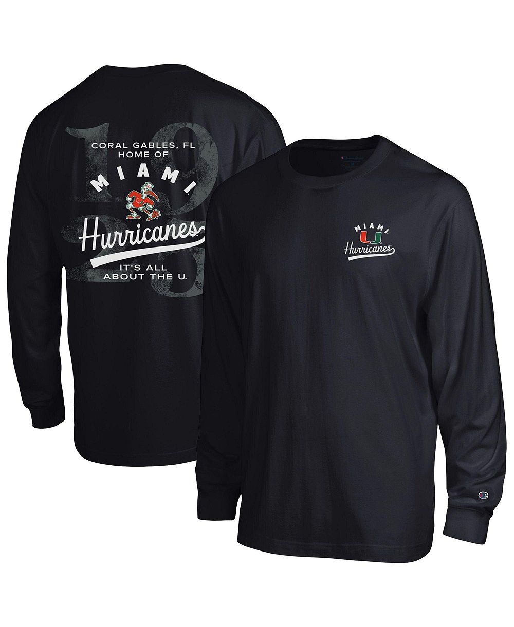 Champion Men's Black Miami Hurricanes Laminated All-Star Long Sleeve T-Shirt
