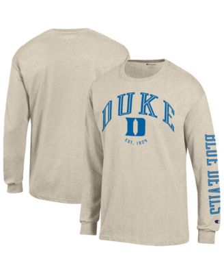 Champion Men's Heather Oatmeal Duke Blue Devils Neutral Arch Long-Sleeve T-Shirt